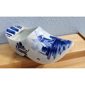 Delft Blue Ssh Tray Clog Shoe Holland Dutch Windmill Hand Painted Ceramic 5.5"